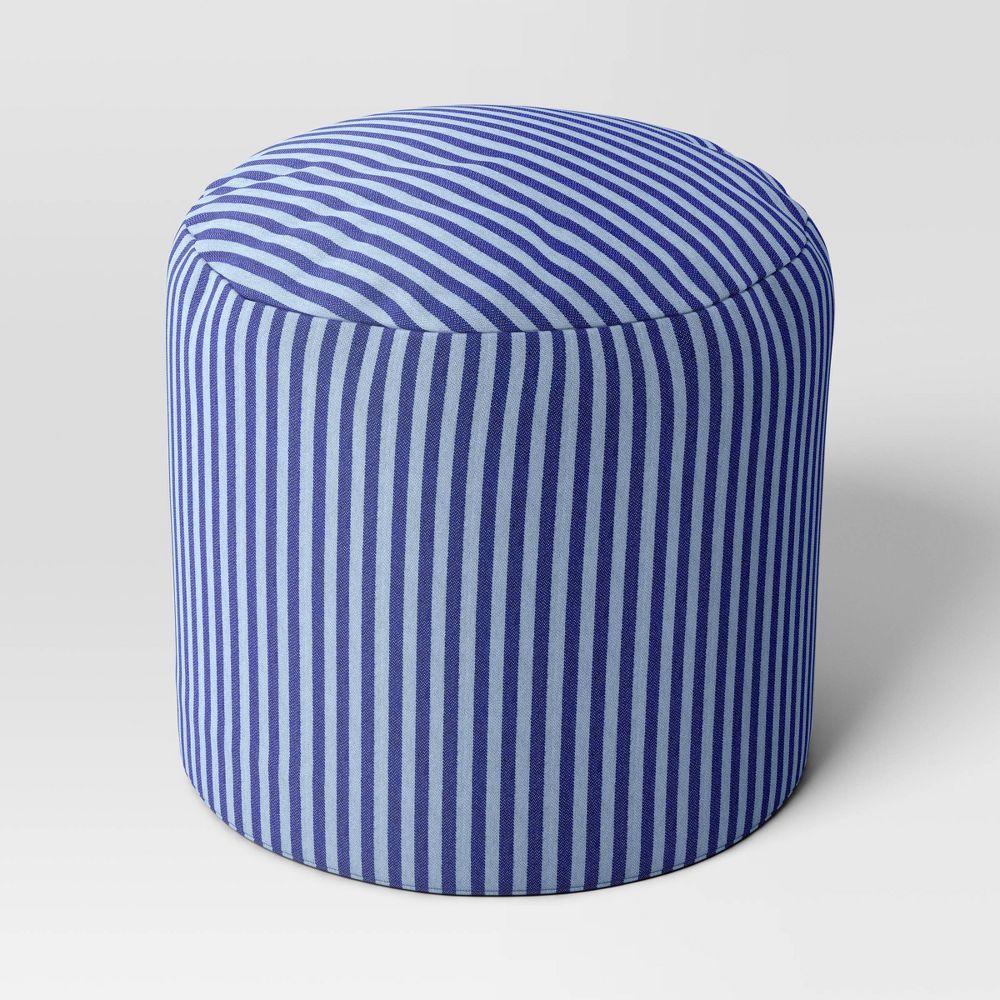 Blue Striped Pouf
