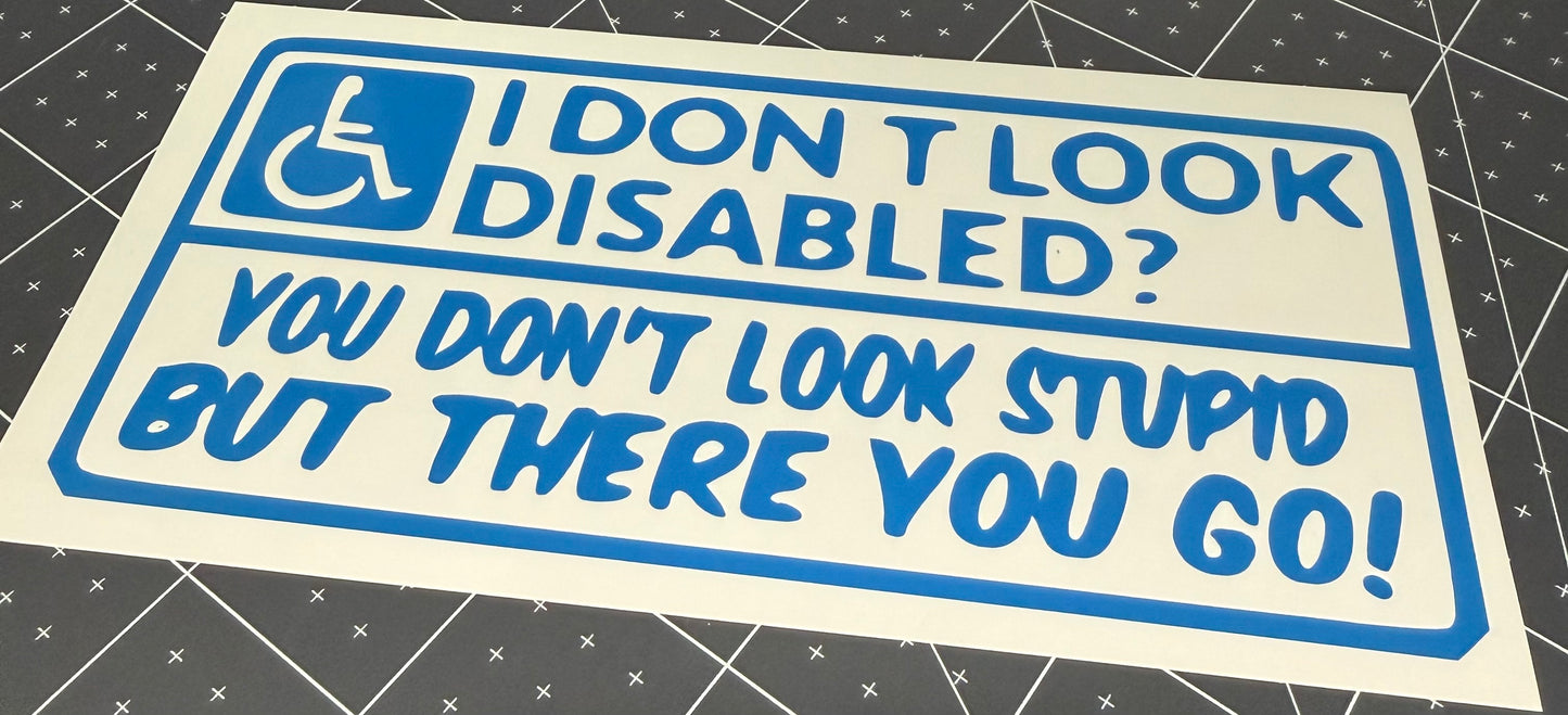 I Don't Look Handicap, You Don't Look Stupid, There Ya Go