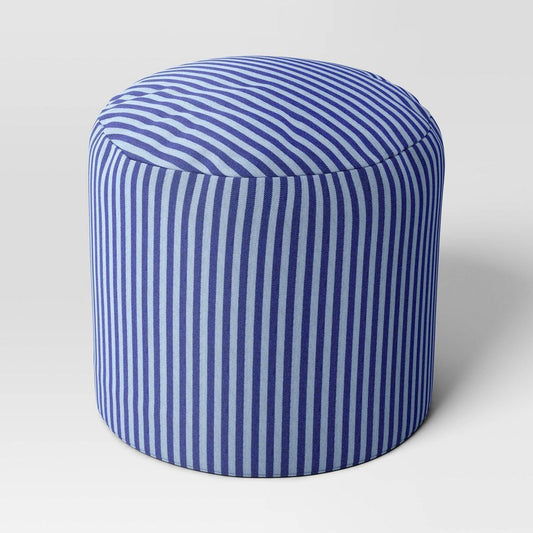 Blue Striped Pouf